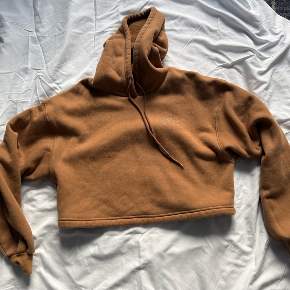 Born Primitive Crop Tan Fleece Hoodie Medium